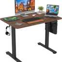 STARY Electric Standing Desk Adjustable Height Sit Stand Home Office Desk with Splice Board (40x24, Rustic Brown Desktop/Black Frame)