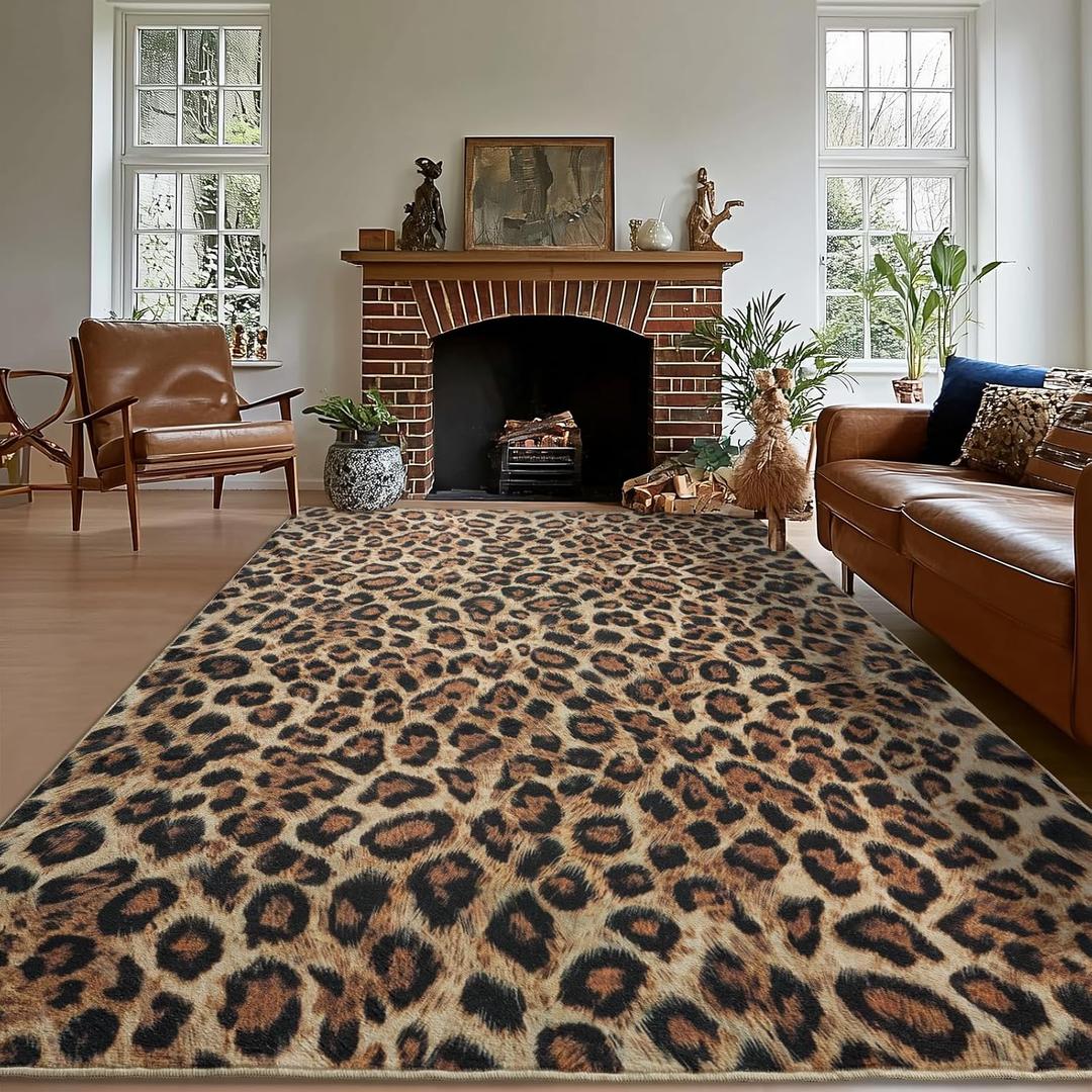 Cheetah Rug Area Rugs for Living Room, 8x10 Large Animal Print Rug