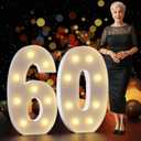 Imprsv Marquee Numbers 3 Feet Tall: 60th Birthday Decorations Large Light Up Numbers Anniversary Party Decorations Big Backdrop Foam Cardboard Number 60