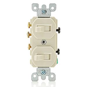 Leviton 15 Amp, 120/277 Volt, Duplex Style Single-Pole/3-Way Ac Combination Switch, Commercial Grade, Light Almond, 5241-T