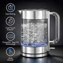 OVENTE Electric Kettle, 1.7L Double Wall Glass Tea Kettle with Stainless Steel Base, Acrylic Handle, 1500W Cordless Fast Boil Borosilicate Water Boiler, Easy Fill Lid & Auto Shut-Off, Silver KG912S