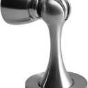 YAGU 1 Pack Silver Magnetic Door Stoppers Catch, Zinc Alloy Brushed Nickel Door Stops Holder Wall Floor Mounted, Magnet Metal Soft-Catch