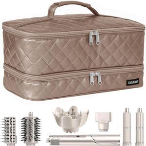 Double Layer Storage Case For Shark Flexstyle, Travel Carrying Case For Shark 430/440 Flexstyle, Organizer Bag For Shark Flexstyle/Dyson Airwrap Styler Attachments (Bronze)