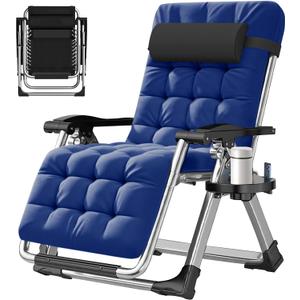ABORON Zero Gravity Chair,Premium Outdoor Lawn Folding Lounge Chairs,Sturdy Adjustable Reclining Patio Chairs with Removable Cushion,Headrest & Tray, 28D x 26W x 45H in