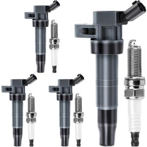 Ignition Coil Pack and Iridium Spark Plugs Set of 4 Compatible with Hyundai Sonata 2011-2014/Santa Fe Sport/Tucson & Kia Sorento 2012-2015/Optima/Sportage & More 2.4L L4, Replace OE# UF611, XP6203