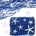 21 Pieces Starfish Ornament Sets Starfish Decor Fish Net Sea Wall Decor Fishnet Nautical Decoration for Crafts Beach Wedding Mermaid Party Under The Sea Party Decorations(Blue)