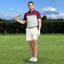 Rouen Polo Shirts for Men Quick Dry Regular Fit Casual Color Block Chest Print Active Short Sleeve Collared Mens Golf Shirt (S)