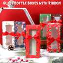 Windyun 48 Pcs Christmas Tumbler Gift Box with Ribbon for Sublimation Glass Transparent Tumbler Gift Boxes for 12oz 16oz 20oz Glass Cup Packaging for Jars Mug Can Xmas Party Supplies (Classic Style)