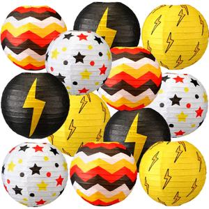 Tuanse 12 Pcs Cartoon Animation Themed Party Decorations Cartoon Video Games Party Supplies 8 Inch Hanging Round Paper Lanterns for Holiday Birthday Shower Home Decor Supplies