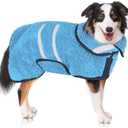 Dog Bathrobe Super Absorbent Dog Towels Large Quick Drying Robes for After Bath Soft Adjustable Warm Keeping Dogs Towel (L) (Light Blue)