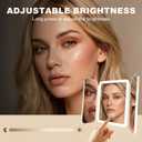LED Bathroom Shower Mirror with Lights, Trifold Vanity Mirror with Powerful Suction Mount, Rechargeable Makeup Mirror with 2X/3X Magnification, 3 Color Lights & Brightness Adjustable