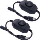 weideer 2Pcs DC12V-24V LED Strip Lights Dimmer Switch PWM Rotary Dimmer Controller Inline Dimmer Switch for LED String Lights Christmas Lights Black K-018-BK
