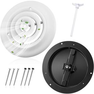 Therwen 1 Pack 8 Inch Round Vent Cover Ceiling Diffuser HVAC Vent Duct Cover Replacement with Steel Butterfly Damper Fitting in 8 Inch Duct, Outer Dimensions: 12"
