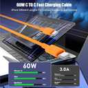 3-Pack Orange [3.3FT+6.6FT+10FT] 60W USB C to USB C Cable, Type C Fast Charging Cable for iPhone Air 17 16e 16 15 Pro Plus Pro Max，for Galaxy S25, for iPad Pro/Air/mini, for MacBook Pro/Air and More
