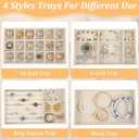 12 Pack Velvet Jewelry Organizer Trays for Drawer, Stackable Storage Display Case with Removable Dividers for Necklace, Bracelet, Rings, Earrings - Beige