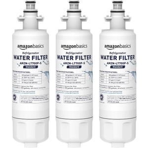 Amazon Basics Replacement LG LT1000P Refrigerator Water Filter, NSF Certified, Reduces Chlorine, 3-Pack