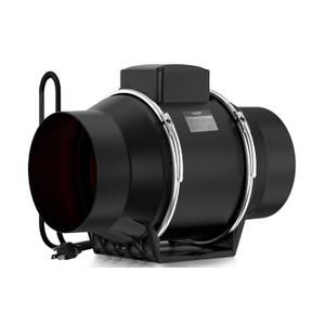 6 Inch Inline Duct Fan with EC Motor - High Performance 45W, 2600rpm Speed, 430 CFM Airflow for Optimal Ventilation in Bathrooms, Kitchens & Grow Tent, 3D Printer (Black)