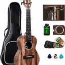 Caramel Concert Ukulele, CC207-23 inch KOA Acacia Wood Ukelele for Adults Beginners Kit with Carbon String, Digital Tuner, Strap (23" Concert, Dark Acacia)
