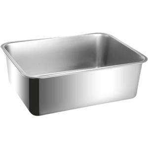 IEUDNS Cat Litter Box Litter Pan Stainless Steel High Sided Anti Splashing Sand Box Sturdy Pet Supplies for Small Cats Kitten Toilet, Height 10cm, Set of 2 IEUDNS Cat Litter Box Litter Pan Stainless Steel High Sided Anti Splashing Sand Box Sturdy Pet Supplies for Small Cats Kitten Toilet, Height 10cm, Set of 2