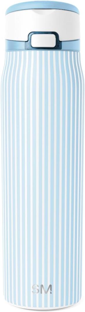 Simple Modern Mesa Loop Water Bottle with Covered Straw and Handle | 30oz Cup Holder Friendly Insulated Stainless Steel Bottles for Travel, Sports and School | Seaside Stripes