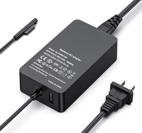 Surface Pro Charger 65W 15V 4A Surface Laptop Charger Replacement for Microsoft Surface Pro X/9/8/7/6/5/4/3 Surface Laptop1/2/3/4/5/Studio Surface Go1/2/3 Surface Book1/2/3 Power Supply Adapter