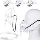 3 Pack Oxygen Mask for Adult Face with 7' Tube & Adjustable Elastic Strap- Size XL (Clear)