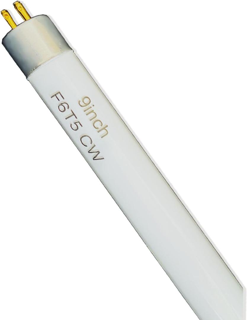 (6pack) 9'' F6T5/CW Fluorescent 4100K Cool White Bulb, 6 Watt Light T5 Linear Lamps Replacement Camping Lantern Tubes, F6T5/TTL Makeup Mirror