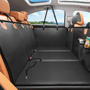 JUSTWOOF Back Seat Extender for Dogs, Waterproof Dog Car Seat Cover for Back Seat with Hard Bottom Anti-Scratch Faux Leather Dog Car Seat Cover for Traveling Camping with Pets Hold Up to 400lbs