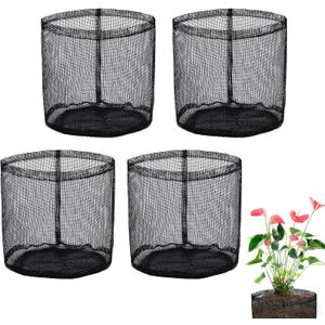 4pcs Aquatic Plant Grow Bags, 7.3x7.3in Reusable Breathable Seed Starter Bags PVC Pond Basket Seedling Pots Container Plants Pouch for Water Lily Vegetables Fruits Flowers Saplings Potato (Black)