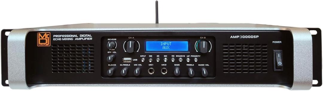 MR DJ AMP3000DSP 2Ch Class AB 3000W PA DJ Power Amplifier Onboard DSP Bluetooth USB