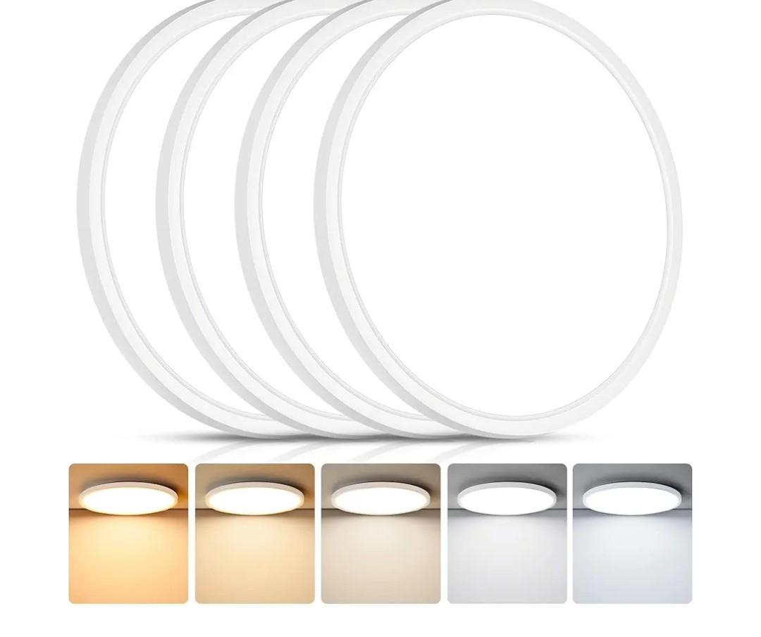Brightever 4Pack LED Flush Mount Ceiling Light Fixture, 12 Inch 24W, Super Slim 0.67 Inch, 3200LM, Dimmable & 2700K-6500K 5 Color Selectable LED Ceiling Lights for Bedroom