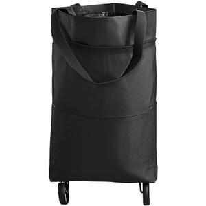 ULAKLU Trolley Bags for Shopping Cart,Height Under 67 Inches,Foldable Cart Shopping Bag with Wheels and Zipper Reusable Grocery Bags Foldable. (Black)