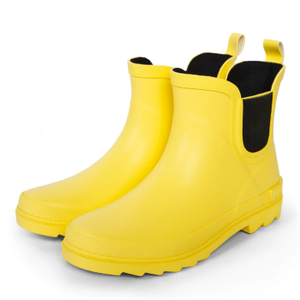 ShedRain GOGO Chelsea Short Rubber Rain Boots for Women, Comfortable Cotton Lining, Waterproof Exterior, Anti-Slip Lug Sole Garden and Outdoor Work Boots, Adjustable Width, 11