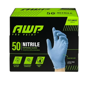 AWP Pro Latex-Free Glove Unisex Disposable Nitrile Gloves, Blue, 50 Count