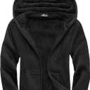 SCODI Hoodies for Men Heavyweight Fleece Sweatshirt - Full Zip Up Thick Sherpa Lined Hooded Sweatshirts (Medium, Black)