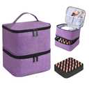 Nail Polish Organizer - Holds 30 Bottles & Nail Lamp, Double-Layer Nail Organizers and Storage, Nail Polish Bag with Handle Nail Travel Case for Nail Tech (Purple)
