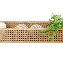 Boho Long Rattan Wall Shelf Farmhouse Woven Wall Mounted Shelf Basket Organizer Storage Rustic Floating Hanging Wall Shelf for Livingroom Home Decor