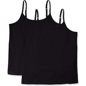 Amazon Essentials Women's Tank Top Camisole Pack, Plus Size, Pack of 2 (1X, Black)