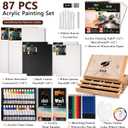 DJAR 87 pcs Acrylic Paint Set with 3 Drawer Storage, 24 Colors of Acrylic Paint, Sketch Book, Paints and Pads, Art Supplies Kit for Adults, Teens and Beginners, Compact
