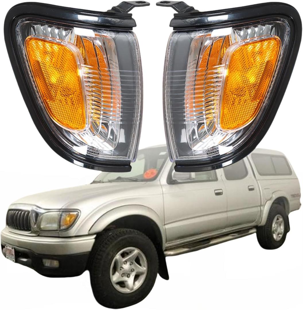 WFLNHB Front Driver and Passenger Side Parking/Side Marker Lights Replacement for Toyota Tacoma 2001-2004 Side Marker Corner Lights w/Black Trim 8161004070 8162004070