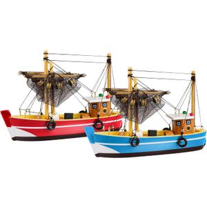 SAILINGSTORY Wooden Fishing Boat Model Decor Sailboat Decor Set of 2 Pack