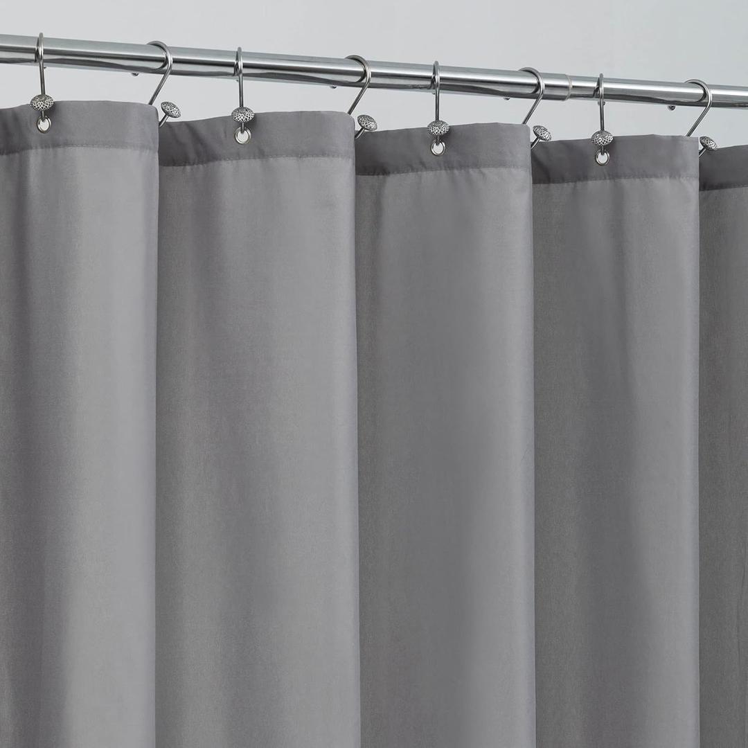 ALYVIA SPRING Waterproof Fabric Shower Curtain Liner - Soft & Light-Weight Cloth Shower Liner with Magnets, Hotel Quality & Machine Washable - Standard Size 72x72, Gray (Grey)