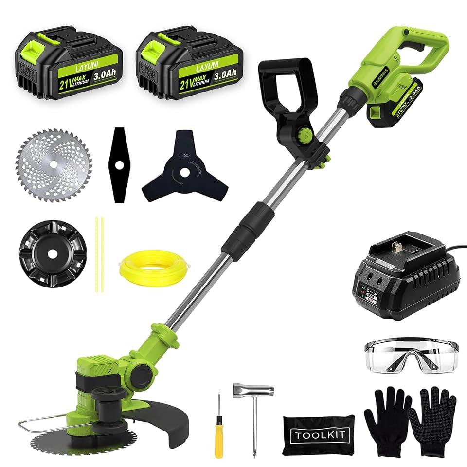 Electric Weed Wacker Cordless Weed Eater with 2 x 21V Battery Powered