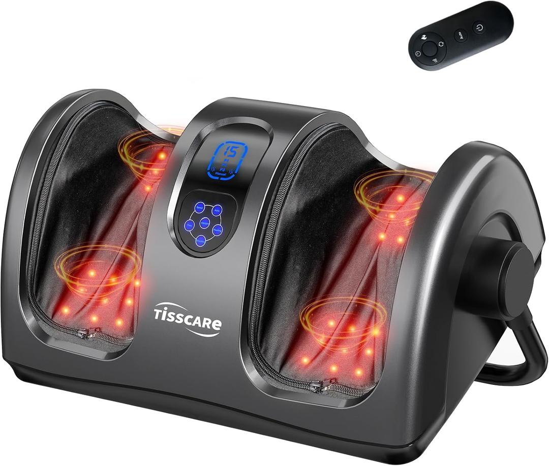 TISSCARE Foot Massager with Heat, Shiatsu Foot Massager for Plantar Fasciitis, Neuropathy, Circulation and Pain Relief, Remote Control, Deep Kneading, Gifts for Women Men Mom Dad (Dark Gray)