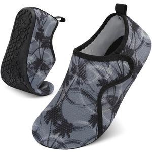 LeIsfIt Water Shoes for Women Men Quick-Dry Aqua Socks Non-Slip Swim Beach Barefoot Shoes for River Pool Lake Surf Yoga Grey 8-9 Women/6-7 Men
