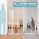 No Pawblems 55.1" Extra Tall Pet Gate for Cat/Dog, 29.9-44.4" Wide Auto Close Tall Cat Gate, NO Drilling Pressure Mounted for Doorways/Hallways, 1.37" Narrower Bar Spacing, White