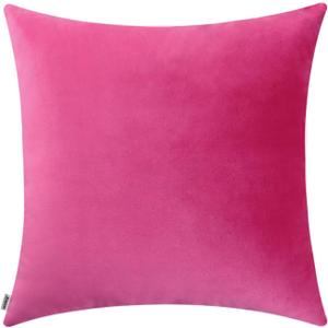 Jeneoo Comfy Soft Thick Velvet Throw Pillow Covers for Sofa Couch, Decorative Solid Square Cushion Cases for Bedroom Car (Hot Pink, 24 x 24 Inches, 1 Pieces)