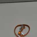 BRONZEDOG Leather Cat Collar with Removable Bells Non Breakaway Kitten QR Tag for Girl Boy (7" - 9" for Cats, Orange & Silver)