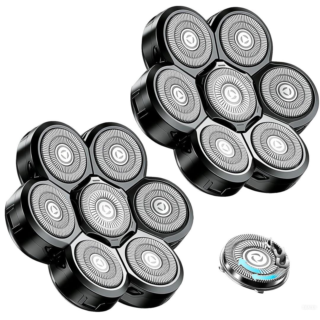 7 Head Shaver Replacement Heads for Freebird Bald Men, Head Shavers for Men, Shaver Replacement Blades for SHPAVVER/Wyklaus/Cyruzi Shaver Head (Black/2count) (1 Count (Pack of 2))