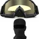 Motorcycle Goggles with Face Mask, Windproof Dirt Bike Racing Ski Goggles Protective Safety Glasses with Balaclava (Black)